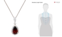 Macy's Garnet (3 ct. t.w.) and Diamond Accent Pear Pendant Necklace in 14k Rose Gold